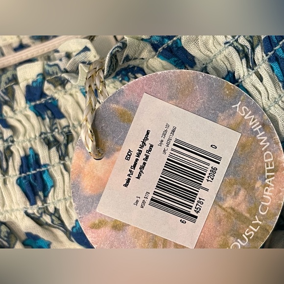 NWT Eddy Rosie Midi Nightgown Floral Puff Sleeve Midi Dress S - Picture 7 of 14